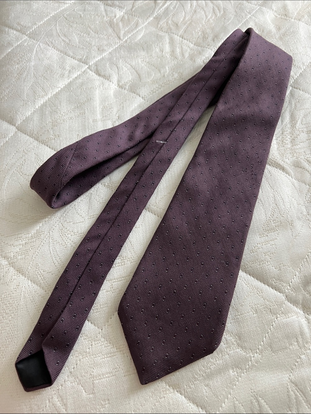 Calvin Klein Plum Textured Dot Necktie wool silk from italy